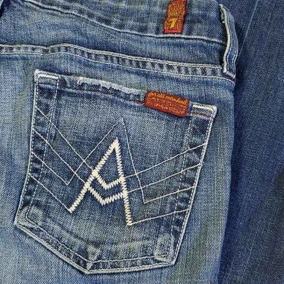 7 for All Mankind "A Pocket" Whiskers Denim Ombre Blue Jeans size 30 - Picture 3 of 8